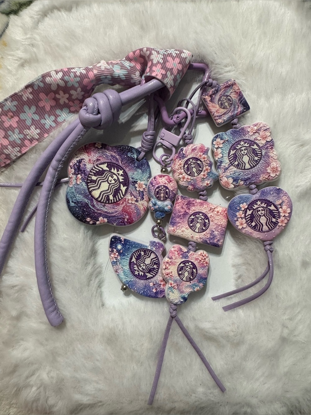 Starbucks Lavender & Pink Bag Charm Set